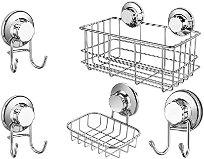 SANNO Double Suction Hooks Suction Cups Shower Caddy Soap Dish Suction Hooks Combo