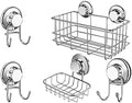 SANNO Double Suction Hooks Suction Cups Shower Caddy Soap Dish Suction Hooks Combo