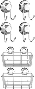 SANNO Suction Cup Shower Caddy,Bathroom Caddies Adhesive Pads Powerful Vacuum Suction Cup Hooks for Shower Flat