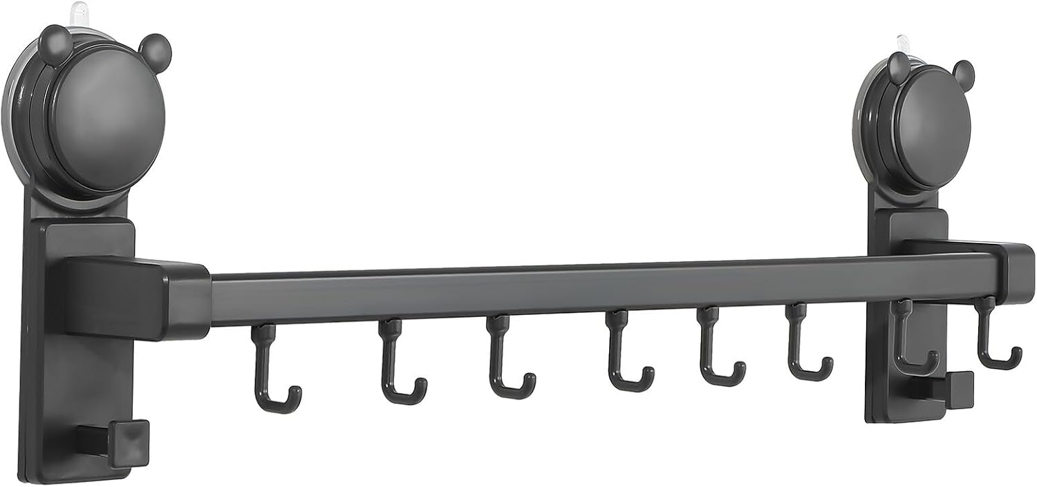 ARTIBETTER Heavy Duty Suction Cup Hooks Rack with 50cm Single Rod, No Drilling Wall Mount Kitchen and Bathroom Suction Hooks for Shower Towels and Household Storage Organizer