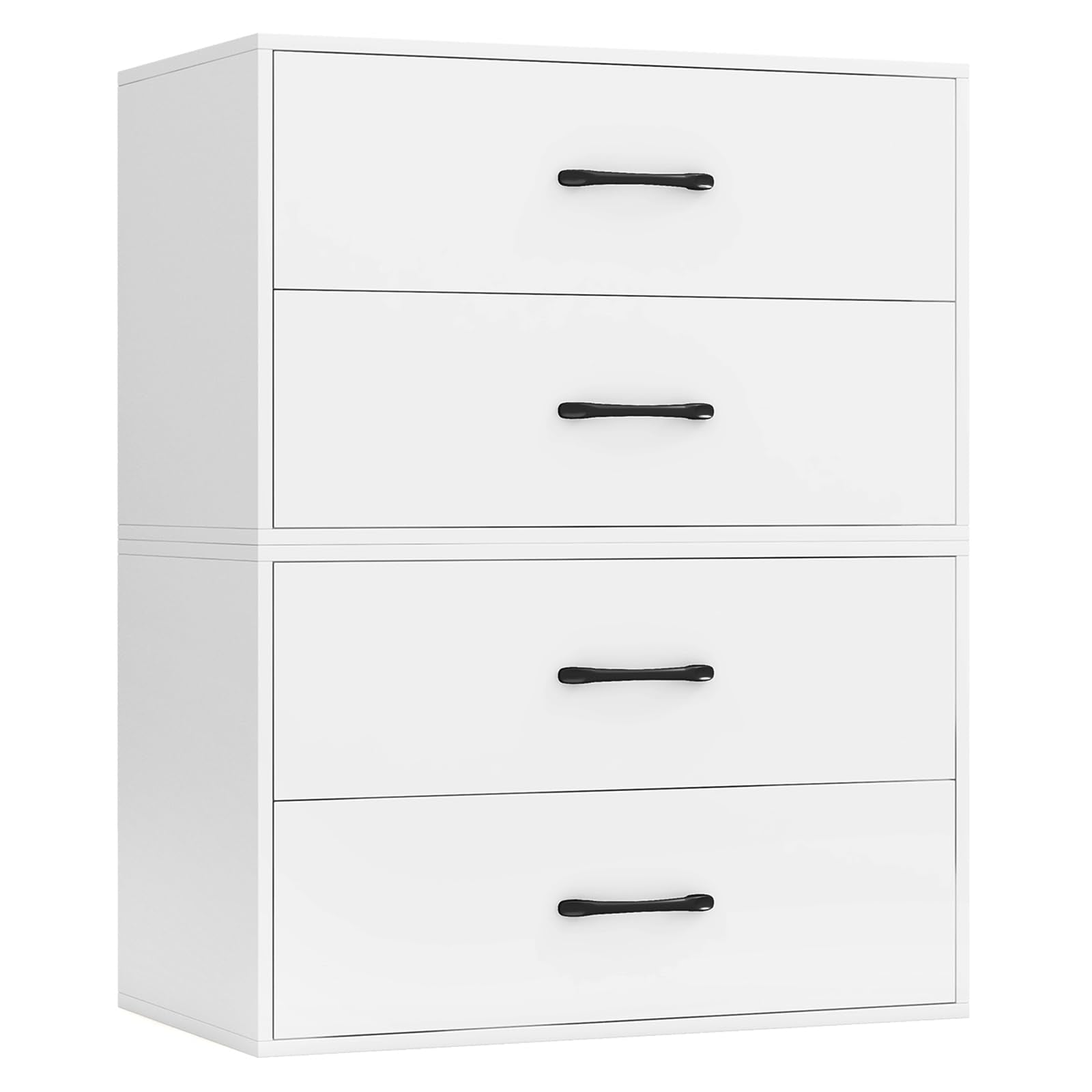 Giantex Stackable 2-Drawer Dressers for Bedroom - Short Dresser Two Drawer Storage Cabinet w/Handles & Anti-Topping Device, Small Dresser Chest of 2 Drawers for Closet Bedroom (1, White)