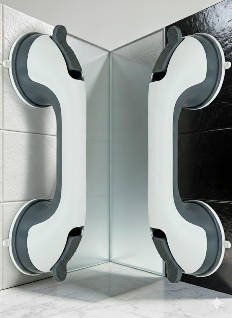 Shower Handles for Elderly Suction 2 Pack Grab Bars for Bathtubs and Showers, bar Safety 200 lbs Walls Handicap Heavy Duty Holder Hooks to Lift Large Tile Glass Suction Cups Tool Chair