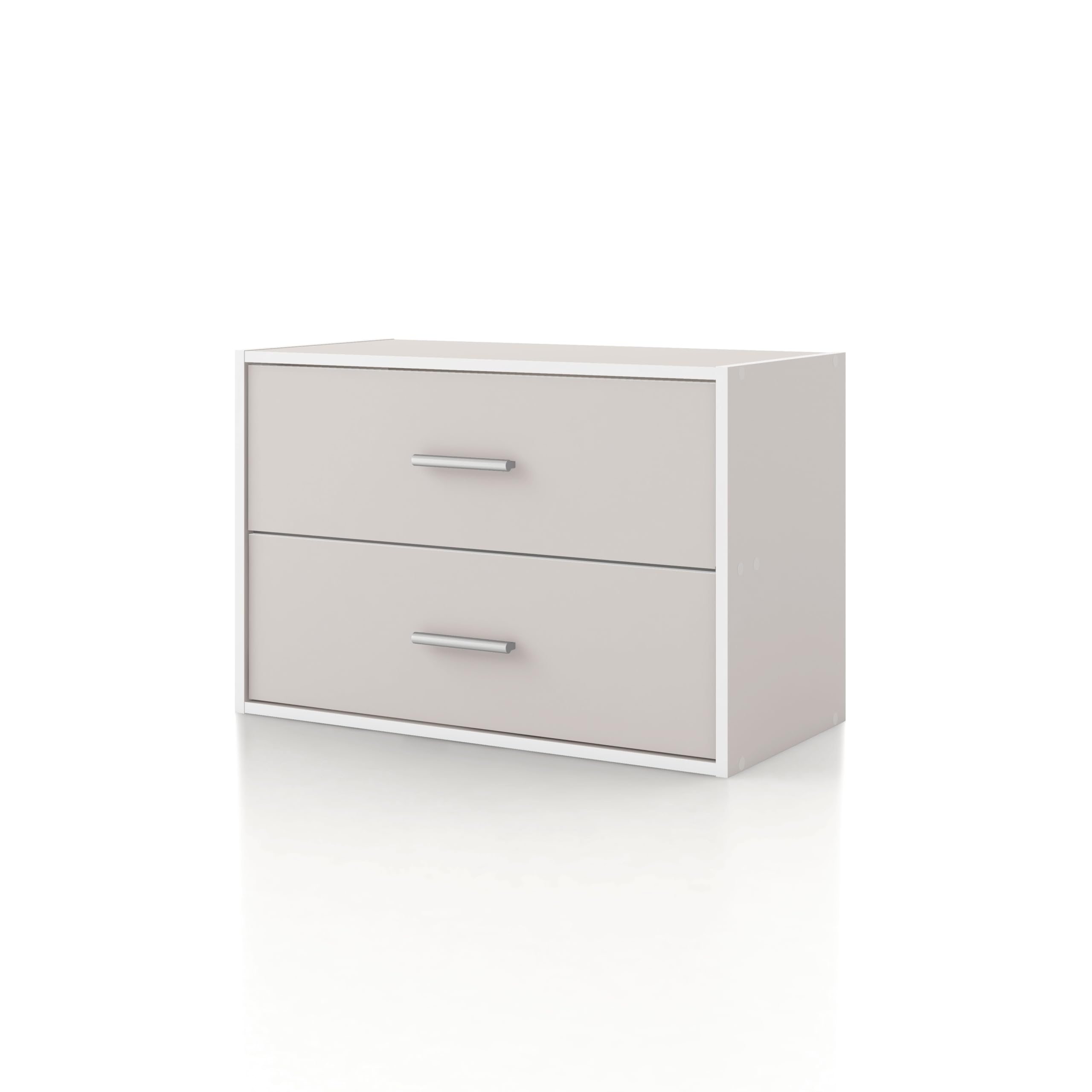 Homes: Inside + Out Apexa 2-Drawer Wooden Stackable Storage Drawers, Small Food Pantry Cabinet, Cajonera De Madera, Underbed Drawer Dorm Teen Room Decor & Bedroom, Home Office, Kitchen, White