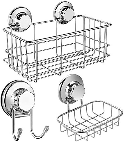 SANNO Double Suction Hooks Suction Cups Shower Caddy Soap Dish Suction Hooks Combo