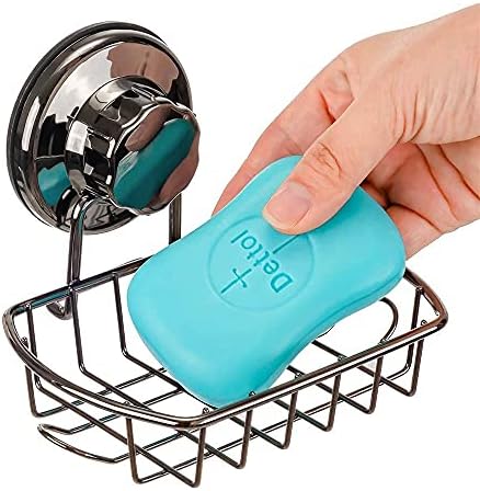 SANNO Adhesive Suction Hooks Soap Dish Holder Deep Shower Caddy