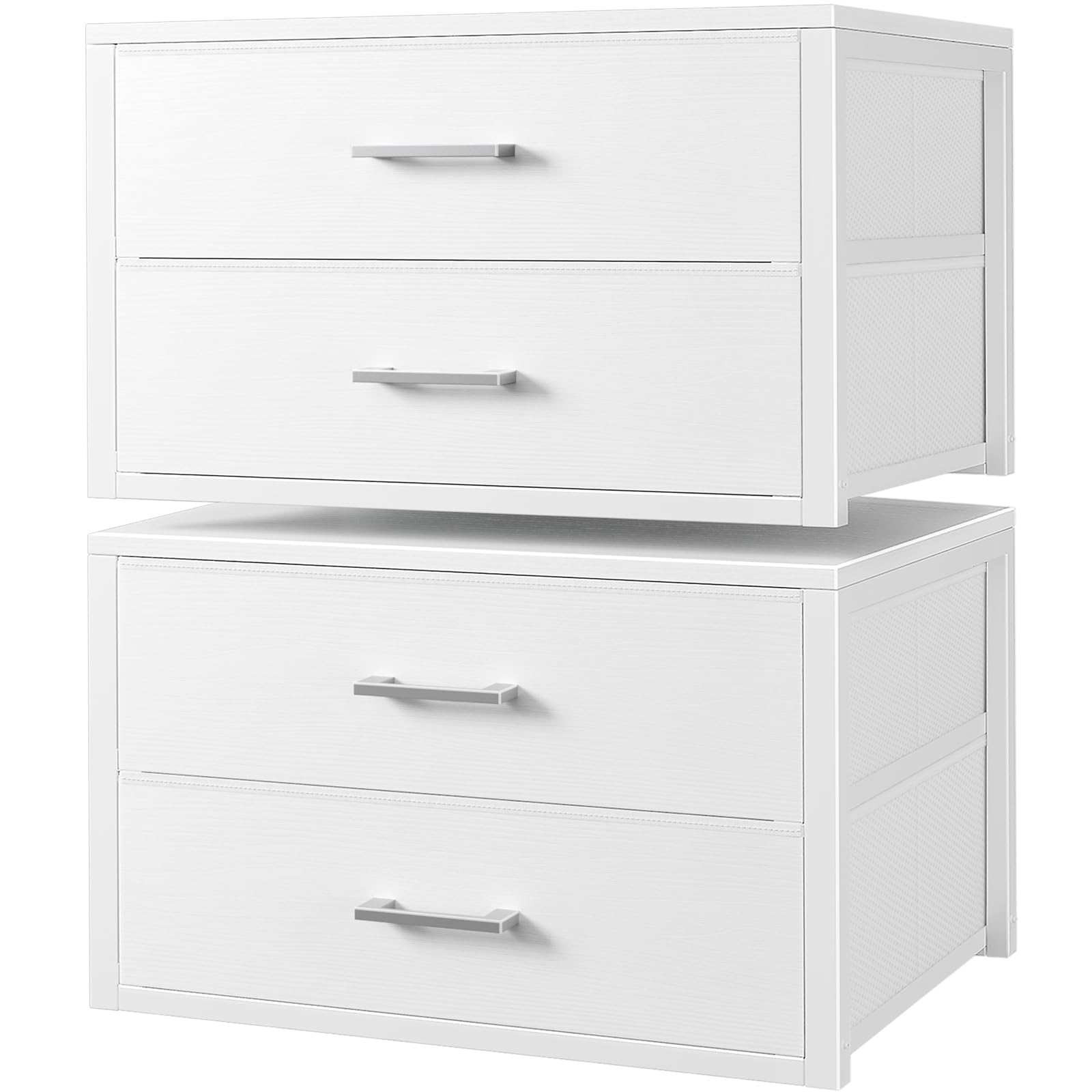 BOLUO Stackable Storage Drawers Closet Organizers and Storage Fabric 2 Drawer Dresser for Bedroom Set of 2 Black Modern