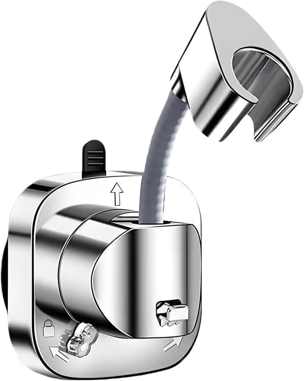 Suction Cup Shower Holder with Hook, 1 Piece (Silver)