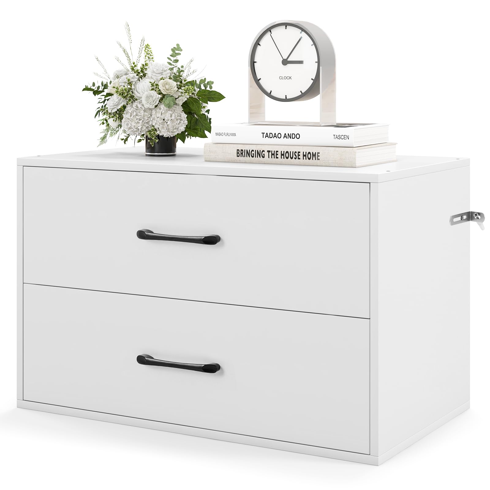 Giantex Stackable 2-Drawer Dressers for Bedroom - Short Dresser Two Drawer Storage Cabinet w/Handles & Anti-Topping Device, Small Dresser Chest of 2 Drawers for Closet Bedroom (1, White)