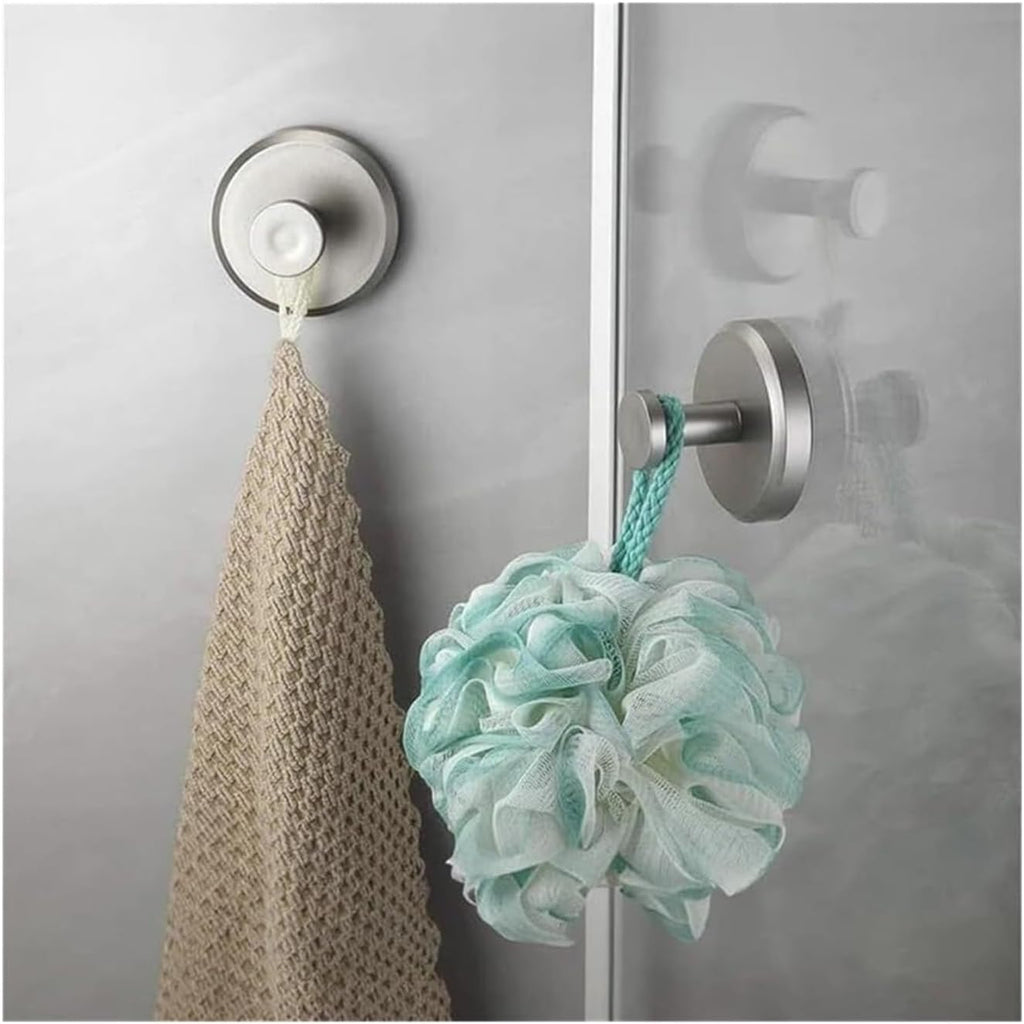 SOYON Luxehold Hooks, Suction Cup Hook, Luxehold No Drill Hooks Hearthcove, Stainless Steel Bathroom and Kitchen Hook, for Bathroom Glass Door(Color:8 Silver)