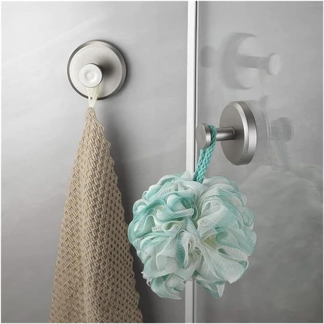 SOYON Luxehold Hooks, Suction Cup Hook, Luxehold No Drill Hooks Hearthcove, Stainless Steel Bathroom and Kitchen Hook, for Bathroom Glass Door(Color:8 Silver)