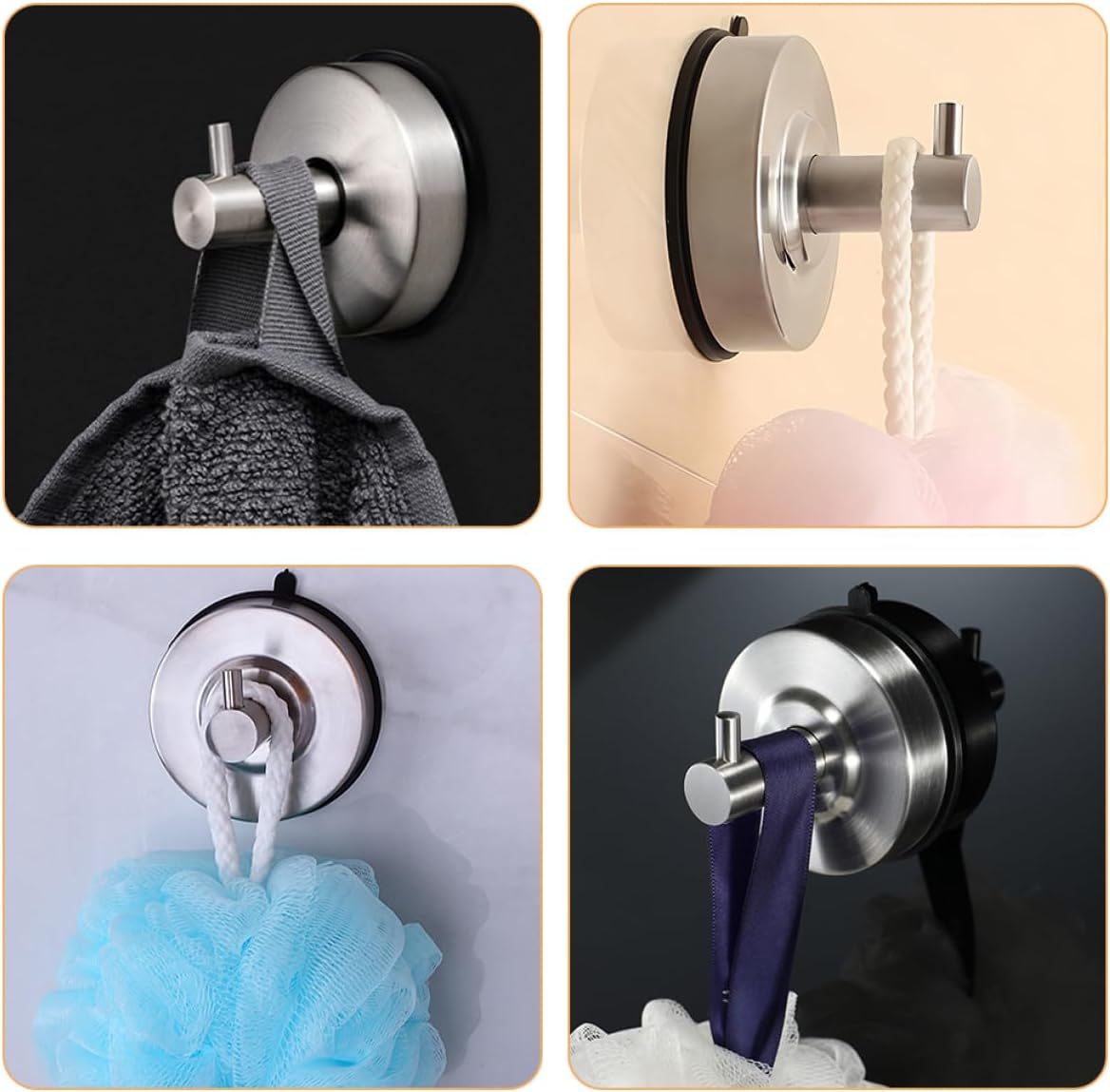 WOONEKY 5pcs Indoor Suction Cup Hooks Shower Hooks Suction Cup Hangers for Bathroom Towel
