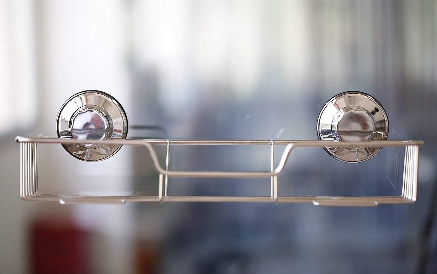 SANNO Suction Cups Shower Caddy Soap Dish Holder for Large Shampoo Shower Gel Holder Bathroom Storage Bath Organizer Kitchen Storage Basket for Shampoo, Conditioner, Soap- Rustproof Stainless Steel