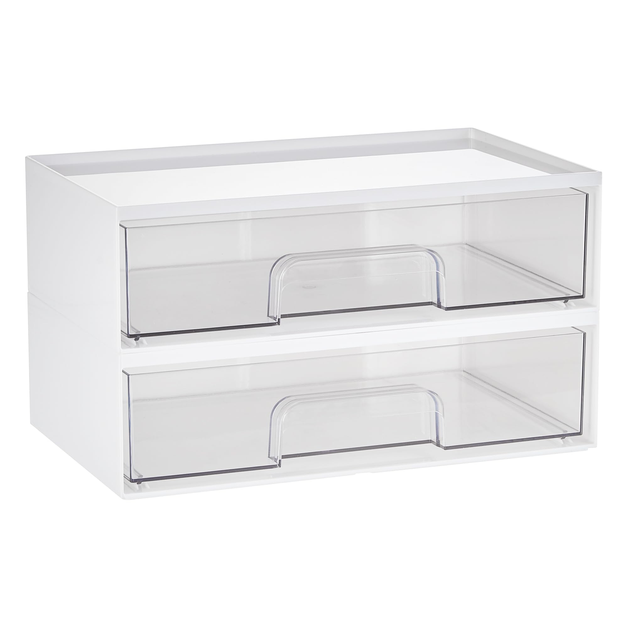 Vtopmart 12.1''W Clear Stackable Storage Drawers,4 Pack Acrylic Plastic Organizers Bins for Makeup Palettes, Cosmetics, and Beauty Supplies,Ideal for Vanity, Bathroom,Cabinet,Desk Organization