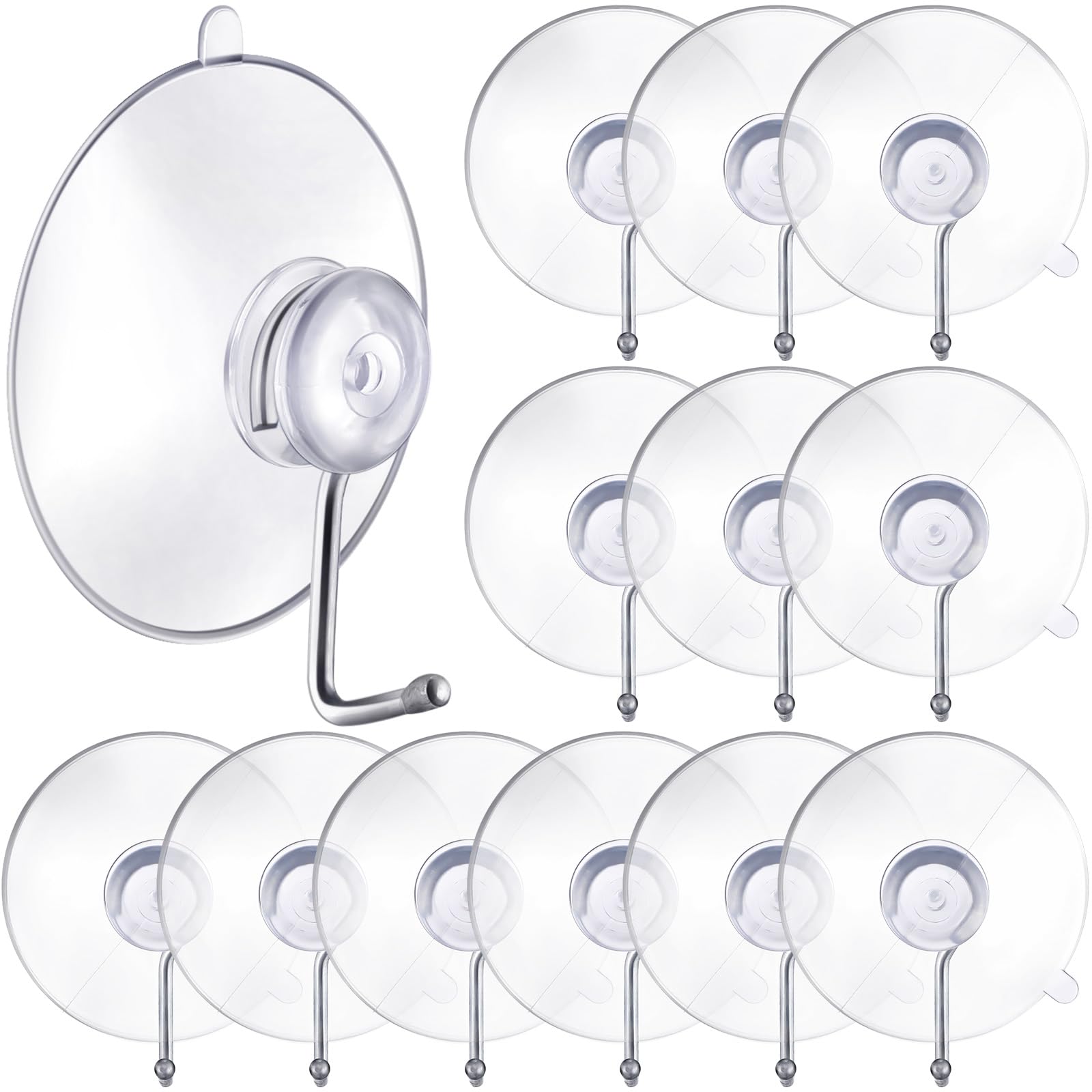 Unittype 240 Pieces Suction Cup Wall Hooks PVC Reusable Clear Suction Cups with Metal Hooks Practical Hanging Supplies Without Nails for Wall Door Glass Window Kitchen Bathroom Shower, 45 mm
