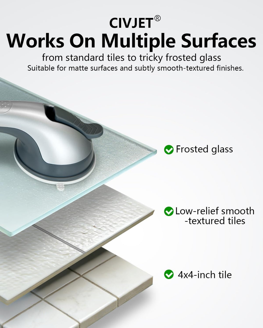 Shower Handles for Elderly Suction 2 Pack Grab Bars for Bathtubs and Showers, bar Safety 200 lbs Walls Handicap Heavy Duty Holder Hooks to Lift Large Tile Glass Suction Cups Tool Chair