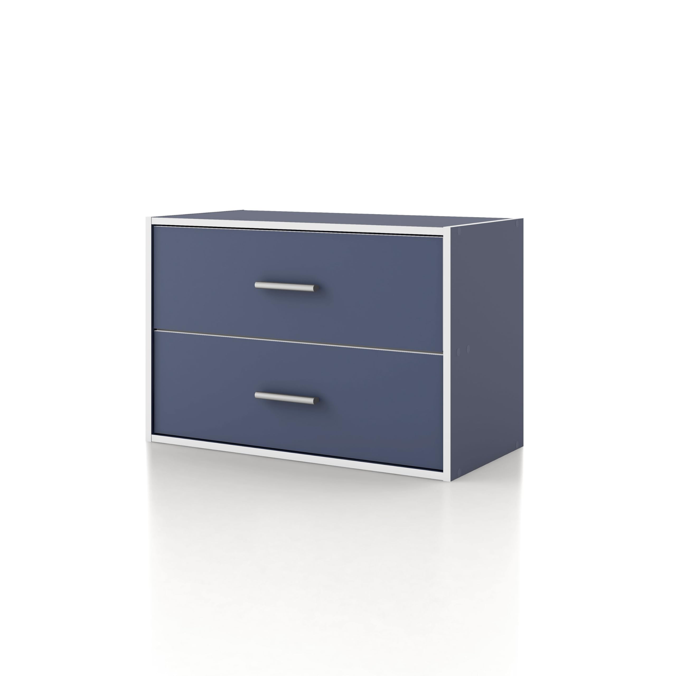 Homes: Inside + Out Apexa 2-Drawer Wooden Stackable Storage Drawers, Small Food Pantry Cabinet, Cajonera De Madera, Underbed Drawer Dorm Teen Room Decor & Bedroom, Home Office, Kitchen, White