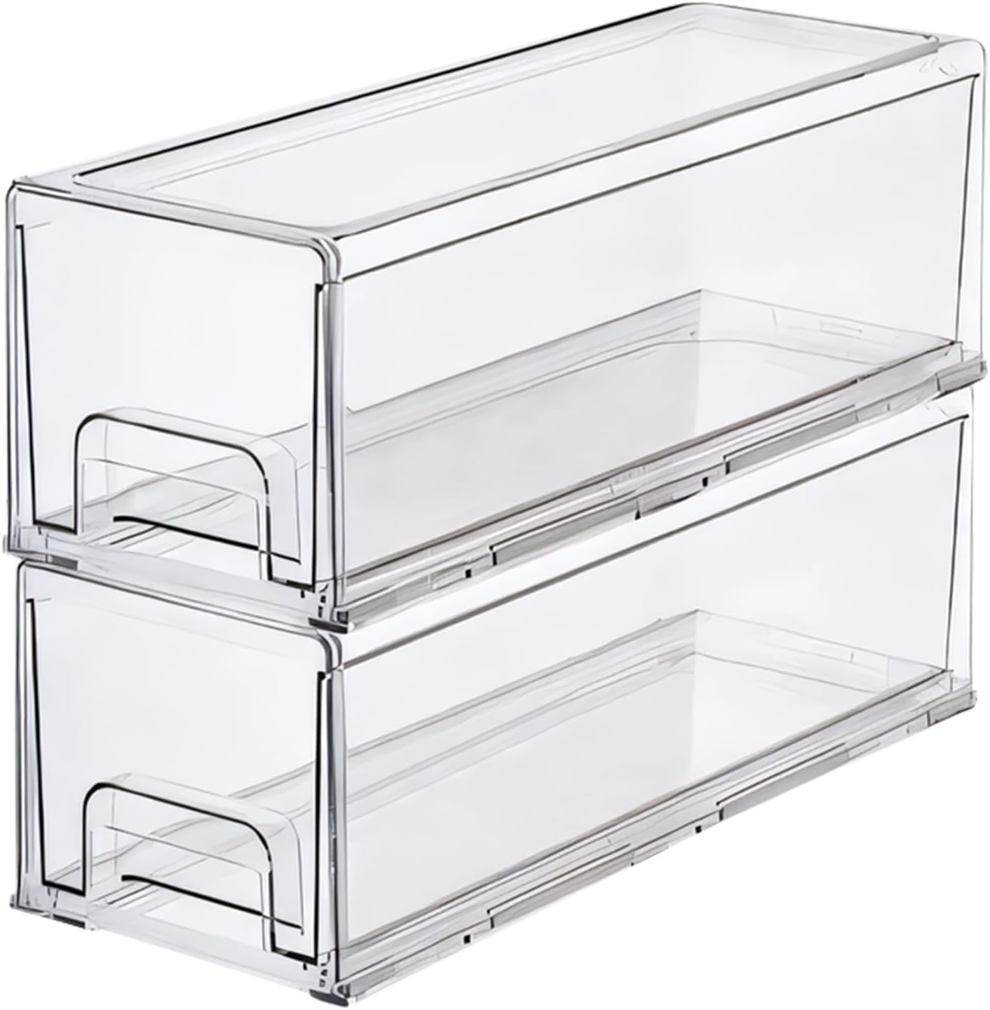 Clear Plastic Stackable Storage Drawers Bins, Perfect for Kitchen Pantry Organization and Storage, Under Sink Organizer, Pull Out Cabinet Organizer, Makeup, Bathroom Storage Containers for Organizing