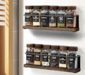 Wooden Lid Magnetic Spice Rack with 24 Jars, 216 Labels, 1 Steel Funnel for Refrigerator，Microwave Oven - Full Set of Spice Organizer