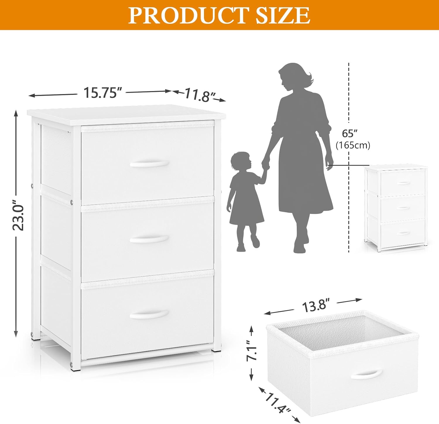 DAOUTIME 2-Pack Stackable Storage Drawers (6 Drawers Total), White Closet Organizer with Wooden Top & Metal Frame, Freestanding or Stackable Dresser for Bedroom, Living Room, Under Bed