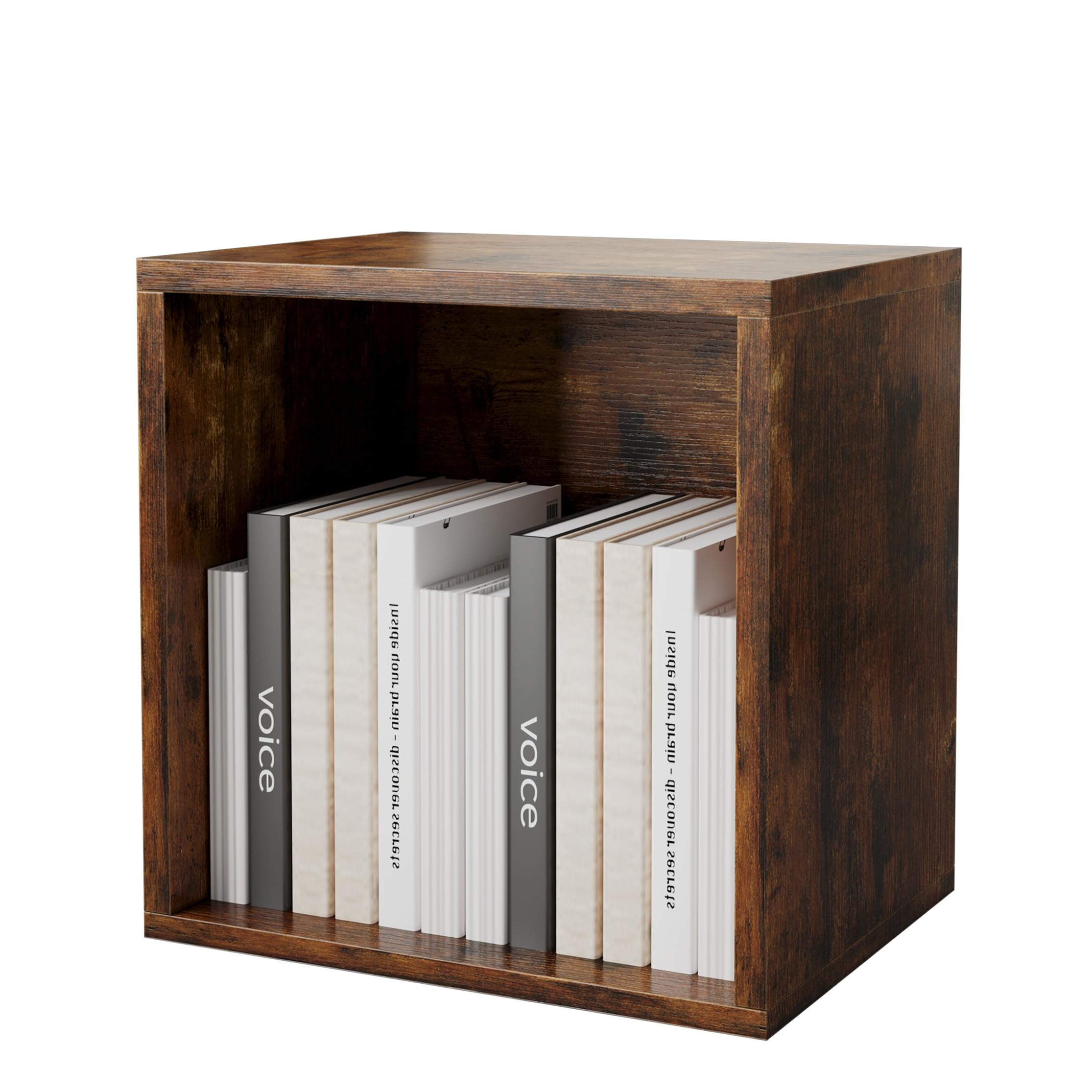 FUSUNBAO Magic DIY Cube Storage Organizer Stackable Cubes for Home Books Clothes Toy-Modular Cubby Storage System-Office Cubical-Bookcase Closet (Antique Brown, Drawer Cube)