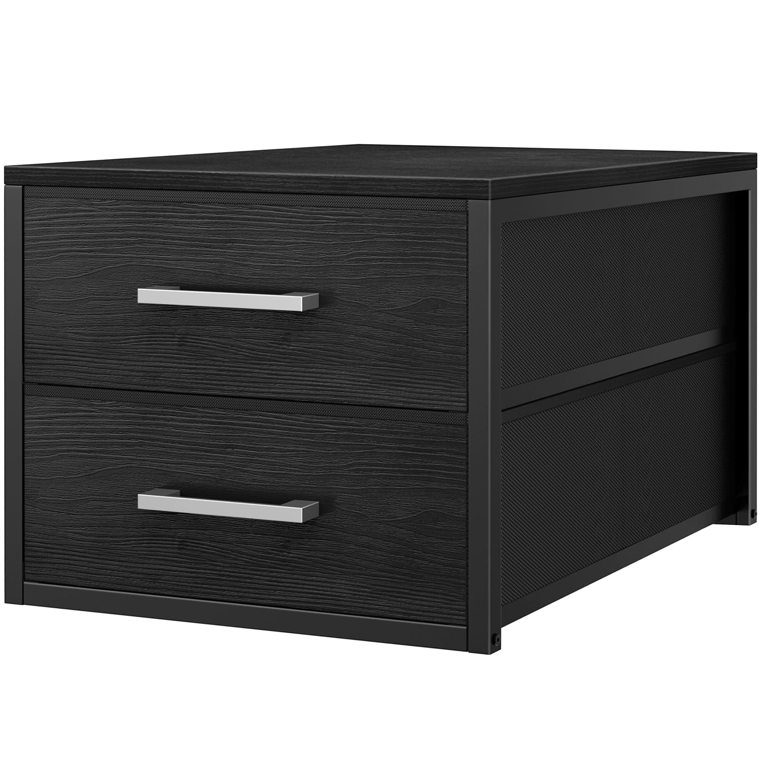BOLUO Stackable Storage Drawers Closet Organizers and Storage Fabric Black 2 Drawer Dresser for Bedroom Modern