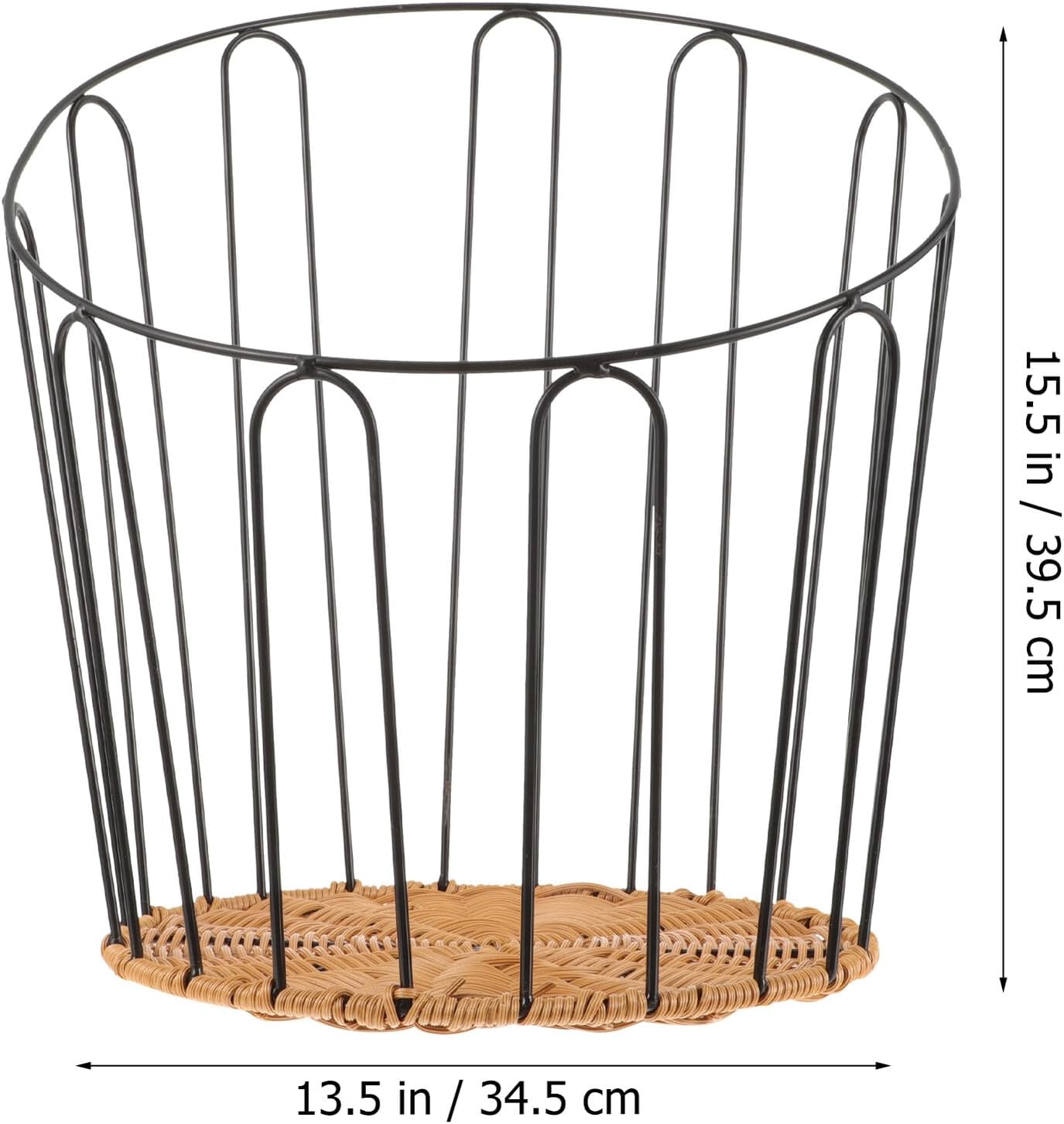 Rustproof Painted Iron Bread Basket with Woven Baguette Design, Small Rustic Bread Serving Basket for Kitchen and Office Storage, Home Bakery Display Tray