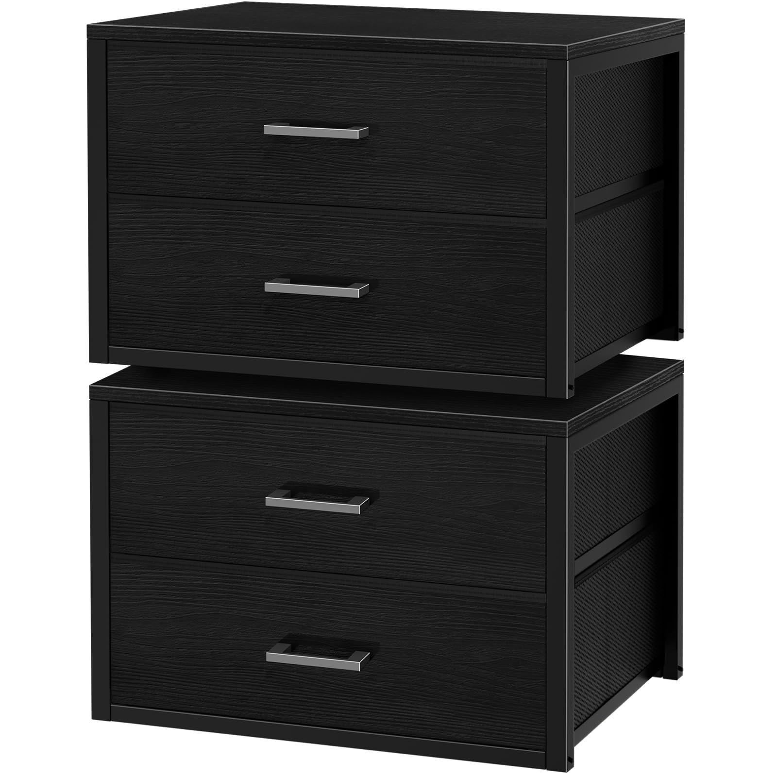 BOLUO Stackable Storage Drawers Closet Organizers and Storage Fabric White 2 Drawer Dresser for Bedroom 2 Packs Modern
