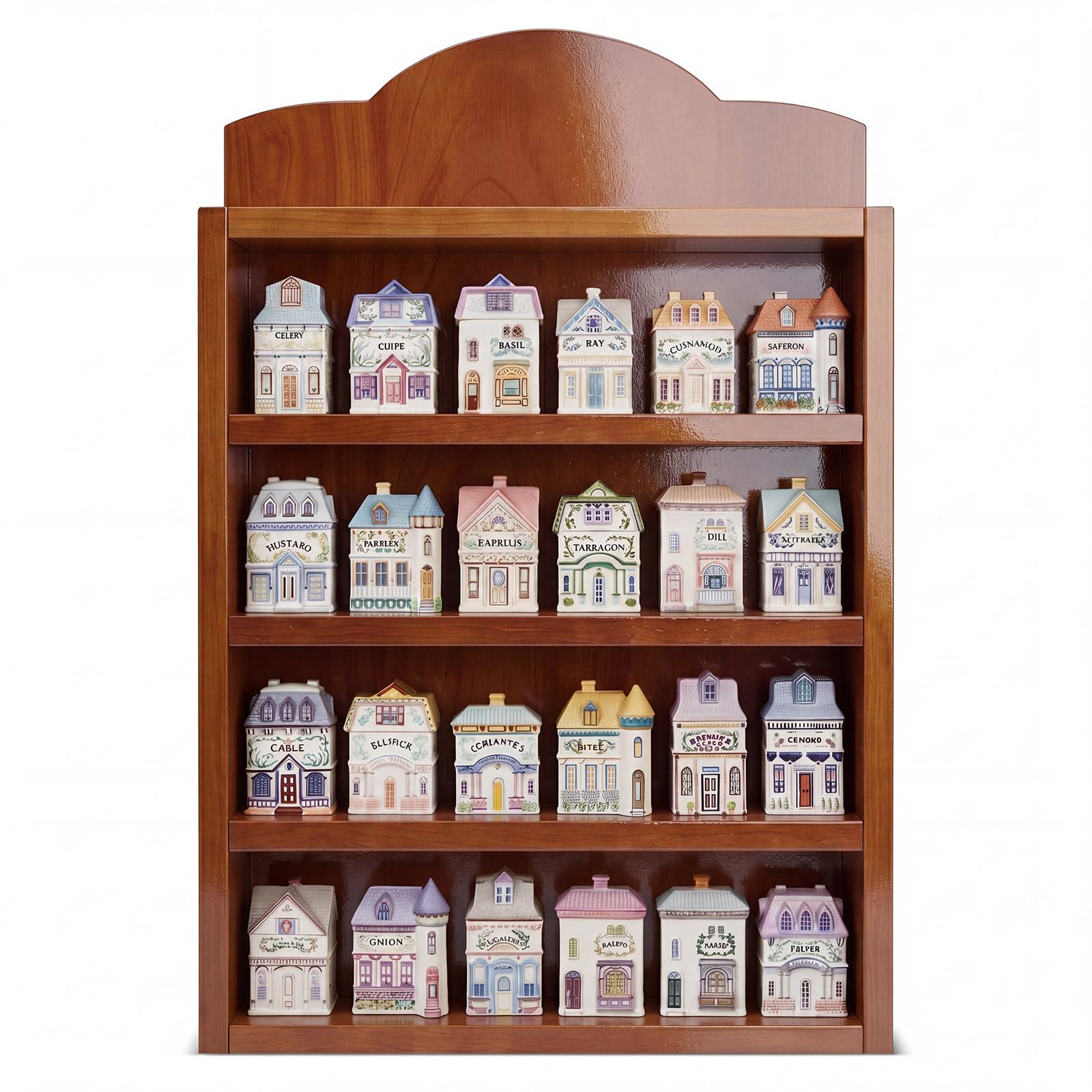 Chunful Spice Jar Wooden Rack Light Oak Farmhouse Spice Shelf for 24 Jars, Village Style Wall Mounting Kitchen Storage Decorative Hanging Display Rack, Shelf Only(20 x 14 Inches)