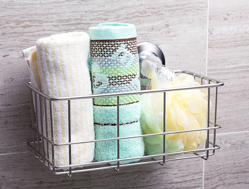 SANNO Suction Cup Shower Caddy,Bathroom Caddies Adhesive Pads Powerful Vacuum Suction Cup Hooks for Shower Flat