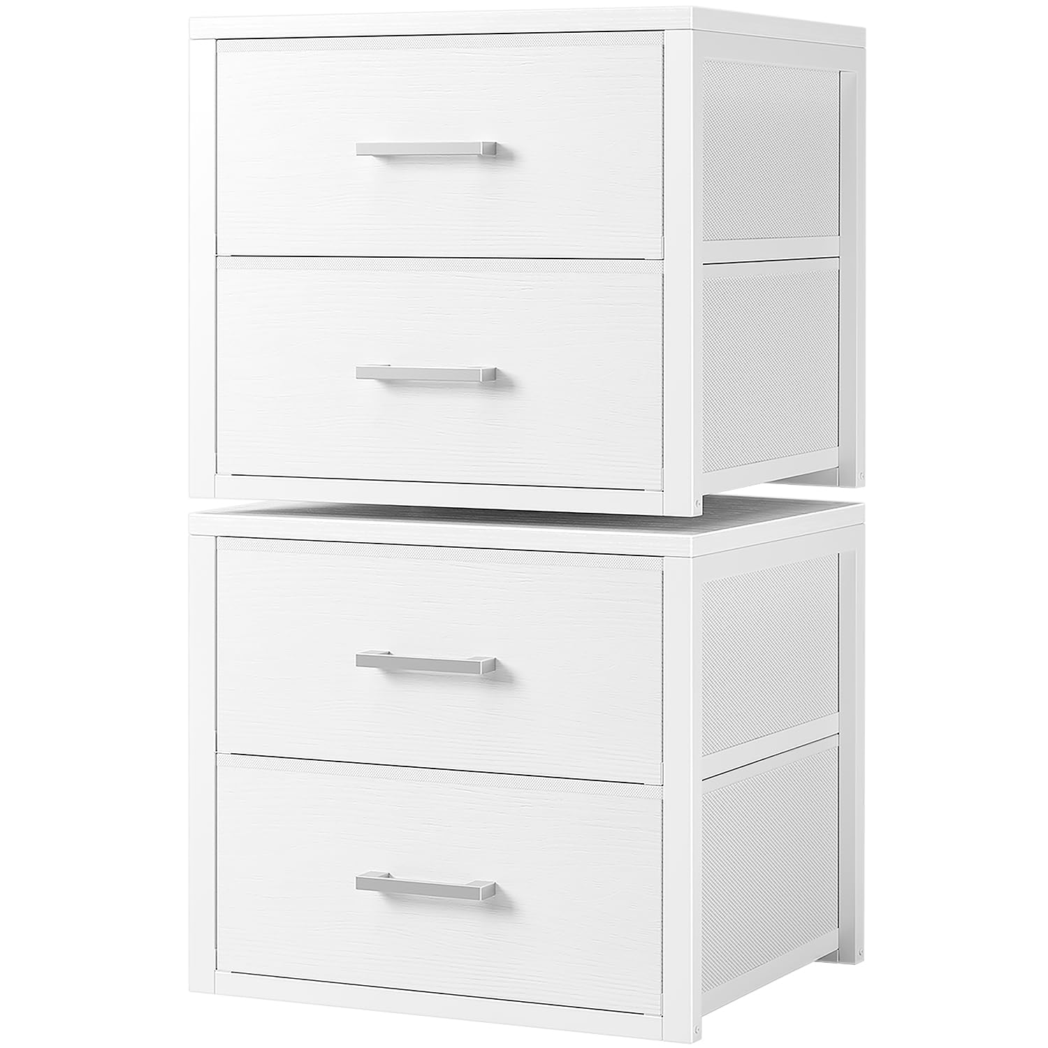 BOLUO Stackable Storage Drawers Closet Organizers and Storage Fabric 2 Drawer Dresser for Bedroom Set of 2 Black Modern