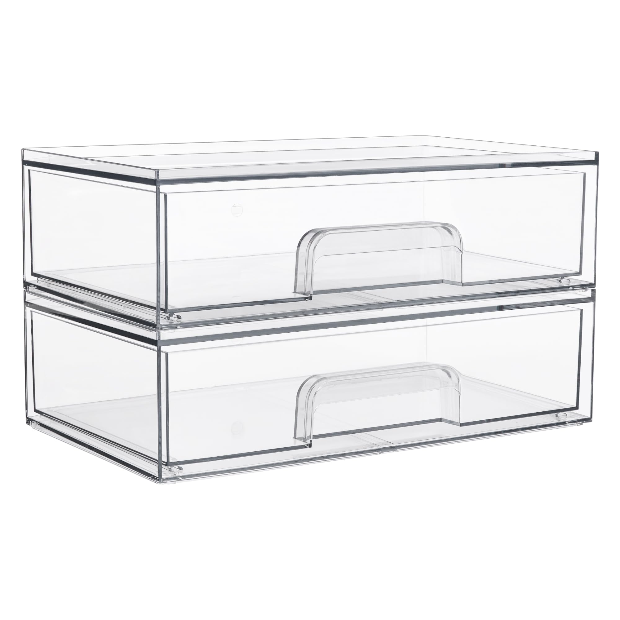 Vtopmart 12.1''W Clear Stackable Storage Drawers,4 Pack Acrylic Plastic Organizers Bins for Makeup Palettes, Cosmetics, and Beauty Supplies,Ideal for Vanity, Bathroom,Cabinet,Desk Organization