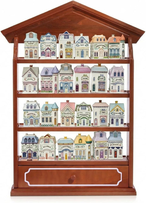 4-Tier Wall Mount Wooden Spice Rack Holds 24 Jars, Farmhouse Kitchen Decor Gift