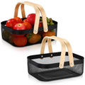 Sadnyy 4 Pcs White Metal Wire Storage Basket with Handle Mesh Harvest Durable Vegetables Fruit Toy Basket for Garden Organizing, Kitchen, Countertop, Closet, Bedroom (16 x 9.8 x 7.1 Inch)
