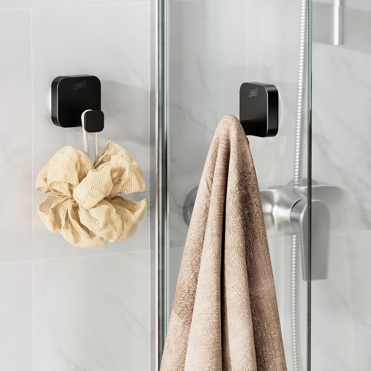 TAILI Suction Cup Shower Mirror with Stylish 304 Stainless Steel Suction Hooks