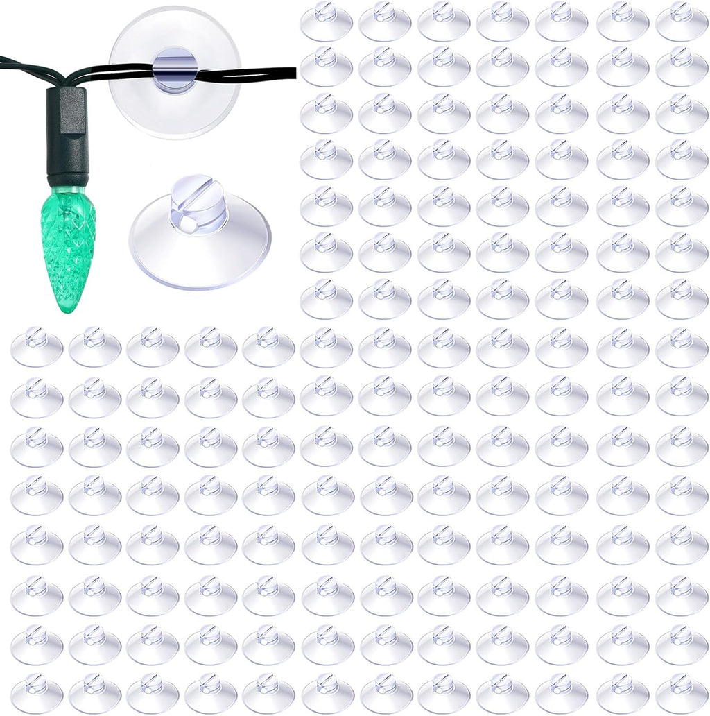 Sieral 400 Pcs Christmas Light Suction Cups String Cups Hook Shower Caddy Connectors Heavy Strength Duty Mini Clear Plastic Transparent Window with Hook