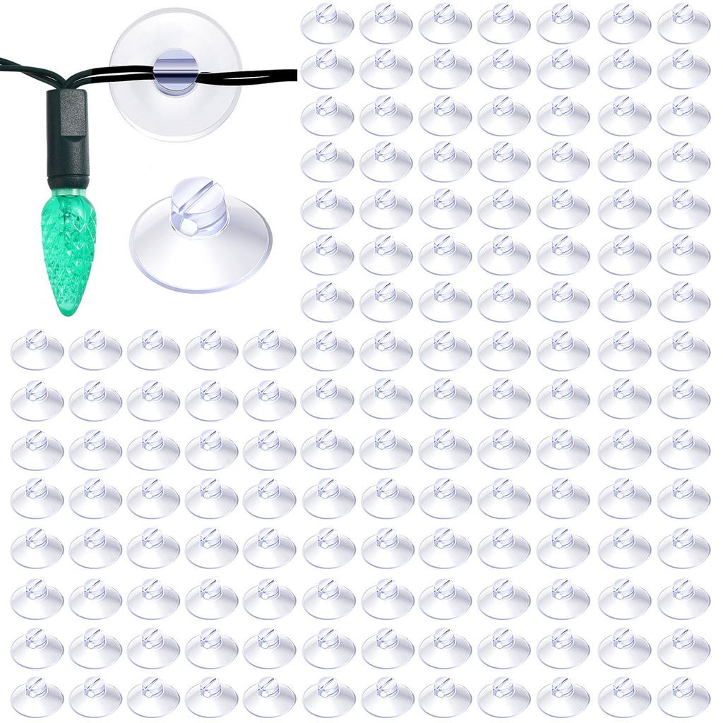 Sieral 400 Pcs Christmas Light Suction Cups String Cups Hook Shower Caddy Connectors Heavy Strength Duty Mini Clear Plastic Transparent Window with Hook