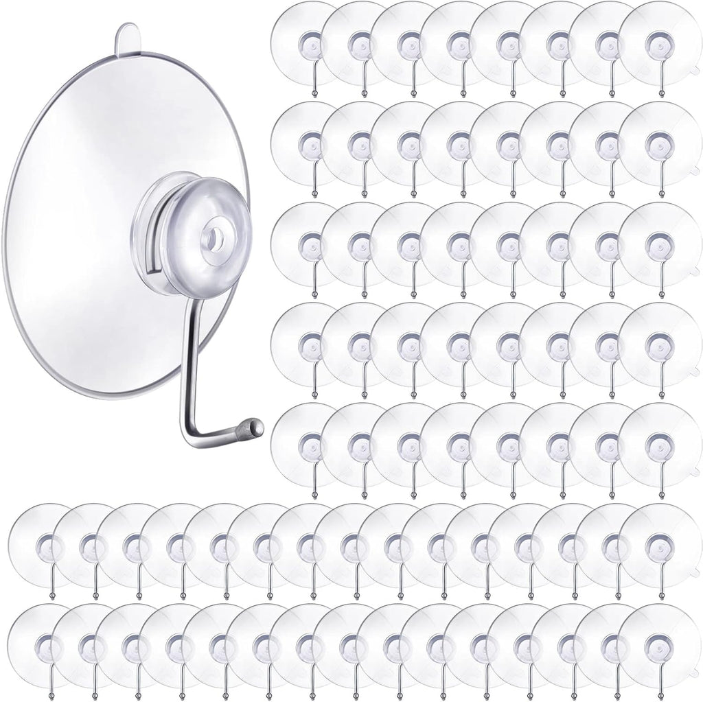 Unittype 240 Pieces Suction Cup Wall Hooks PVC Reusable Clear Suction Cups with Metal Hooks Practical Hanging Supplies Without Nails for Wall Door Glass Window Kitchen Bathroom Shower, 45 mm
