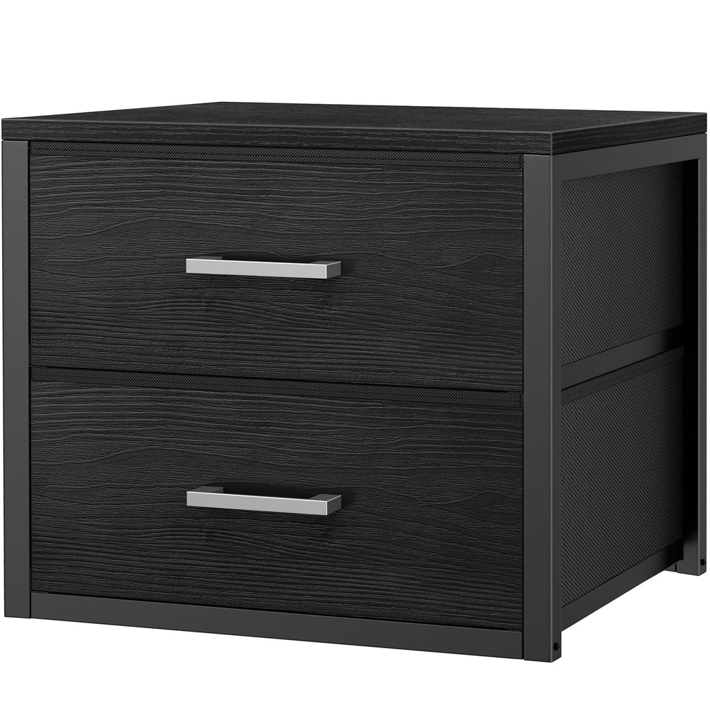 BOLUO Stackable Storage Drawers Closet Organizers and Storage Fabric Black 2 Drawer Dresser for Bedroom Modern