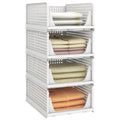 Pinkpum 6 Pack Closet Organizers Storage Bins, Stackable Plastic Drawer Basket for Clothing, Stackable Storage Bins Shelf Storage Container for Closet Wardrobe Bedroom Bathroom Office White
