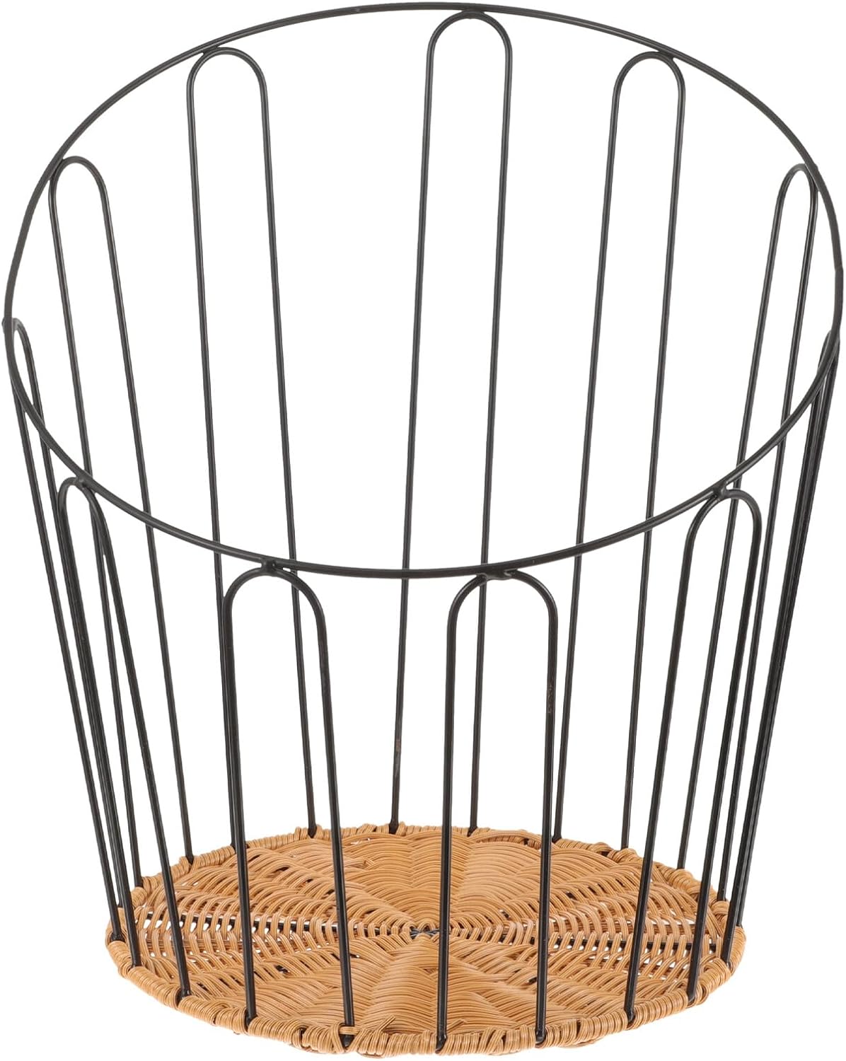 Rustproof Painted Iron Bread Basket with Woven Baguette Design, Small Rustic Bread Serving Basket for Kitchen and Office Storage, Home Bakery Display Tray