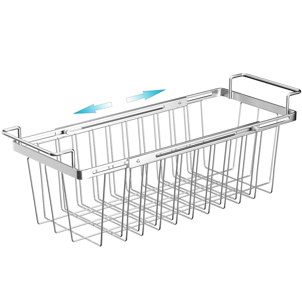 Orgneas Freezer Baskets for Chest Freezer, Capacity Expandable Deep Freezer Organizer Bins Adjustable From 16.5" to 26.5" Stainless Steel Wire Basket Storage with Hanging Handles