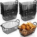 Gold 24 Pack Wire Basket Set 7.3 x 4.6 x 3.4'' Inch Reusable Oval Metal Fast Food Baskets with Handle Bread Boxes for Fruit, Burger, Sandwich, Fried Chicken, French Fries, Potato Chips
