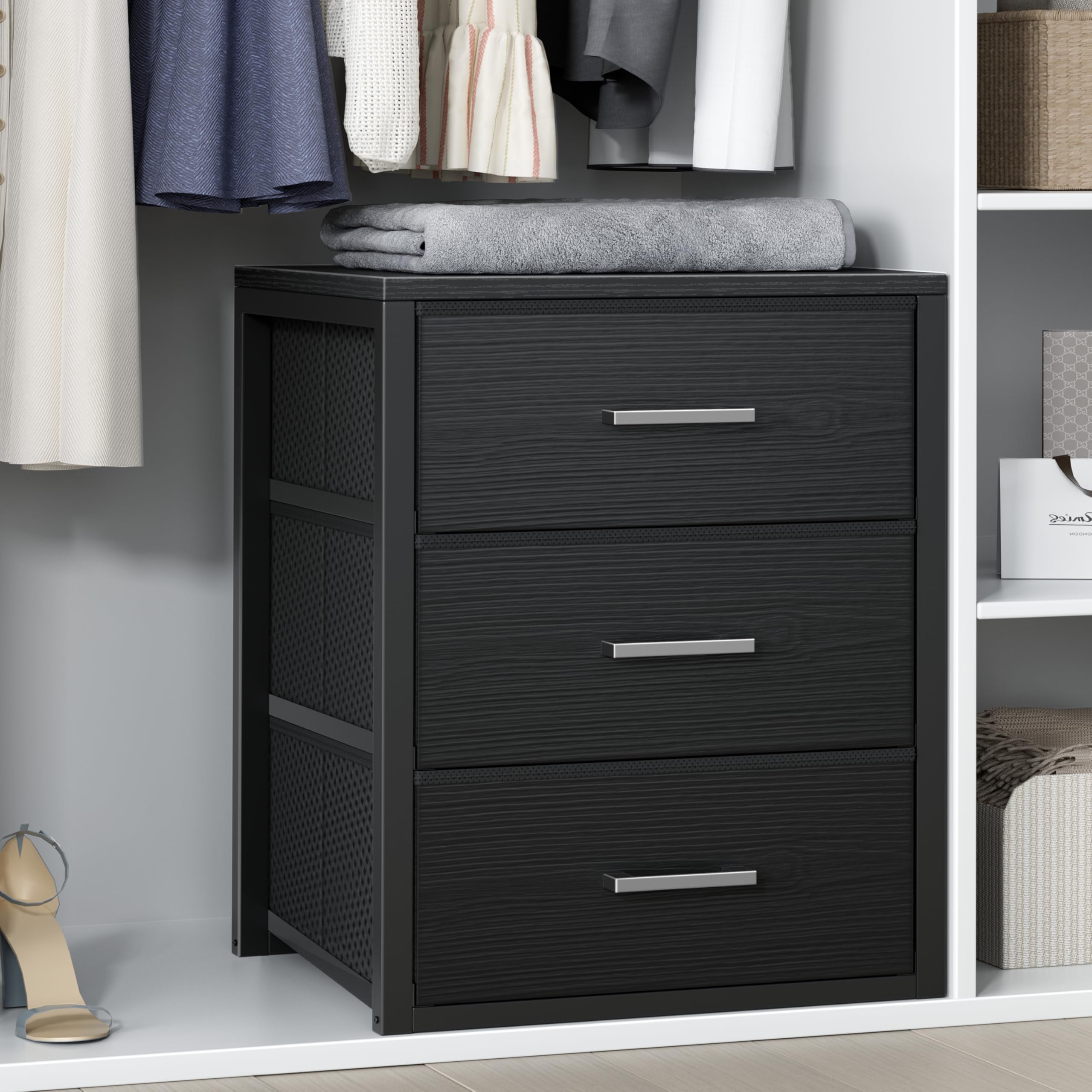 BOLUO Closet Drawers White 3 Drawer Dresser for Closet Organizers and Storage Bedroom Dorm Modern