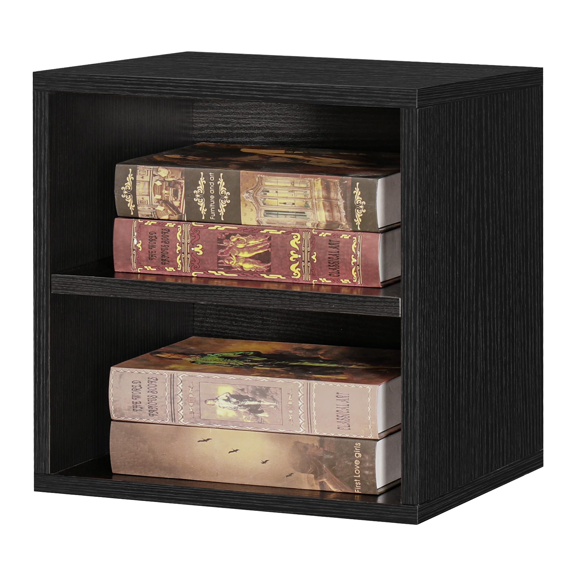 FUSUNBAO Magic DIY Cube Storage Organizer Stackable Cubes for Home Books Clothes Toy-Modular Cubby Storage System-Office Cubical-Bookcase Closet (Antique Brown, Drawer Cube)