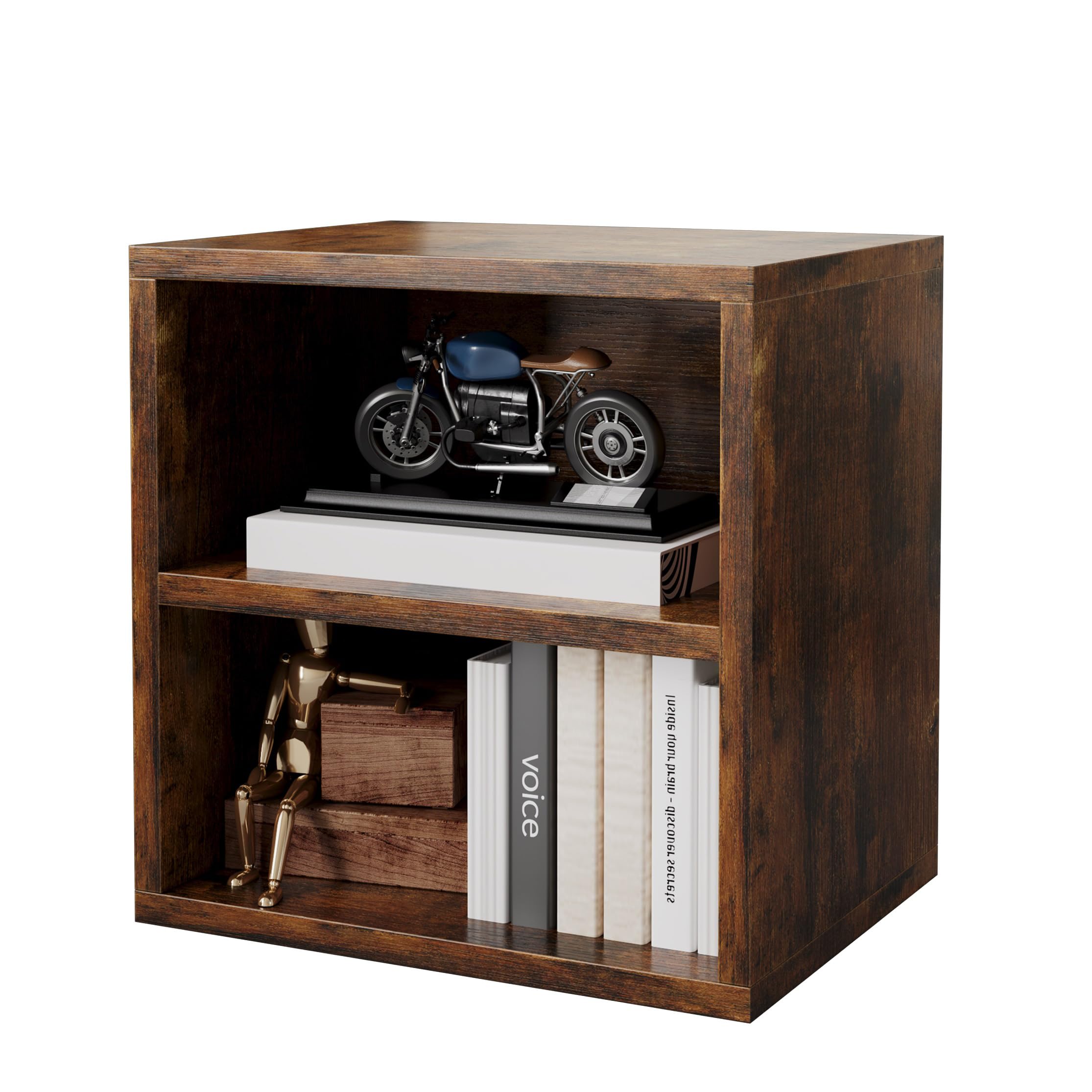 FUSUNBAO Magic DIY Cube Storage Organizer Stackable Cubes for Home Books Clothes Toy-Modular Cubby Storage System-Office Cubical-Bookcase Closet (Antique Brown, Drawer Cube)