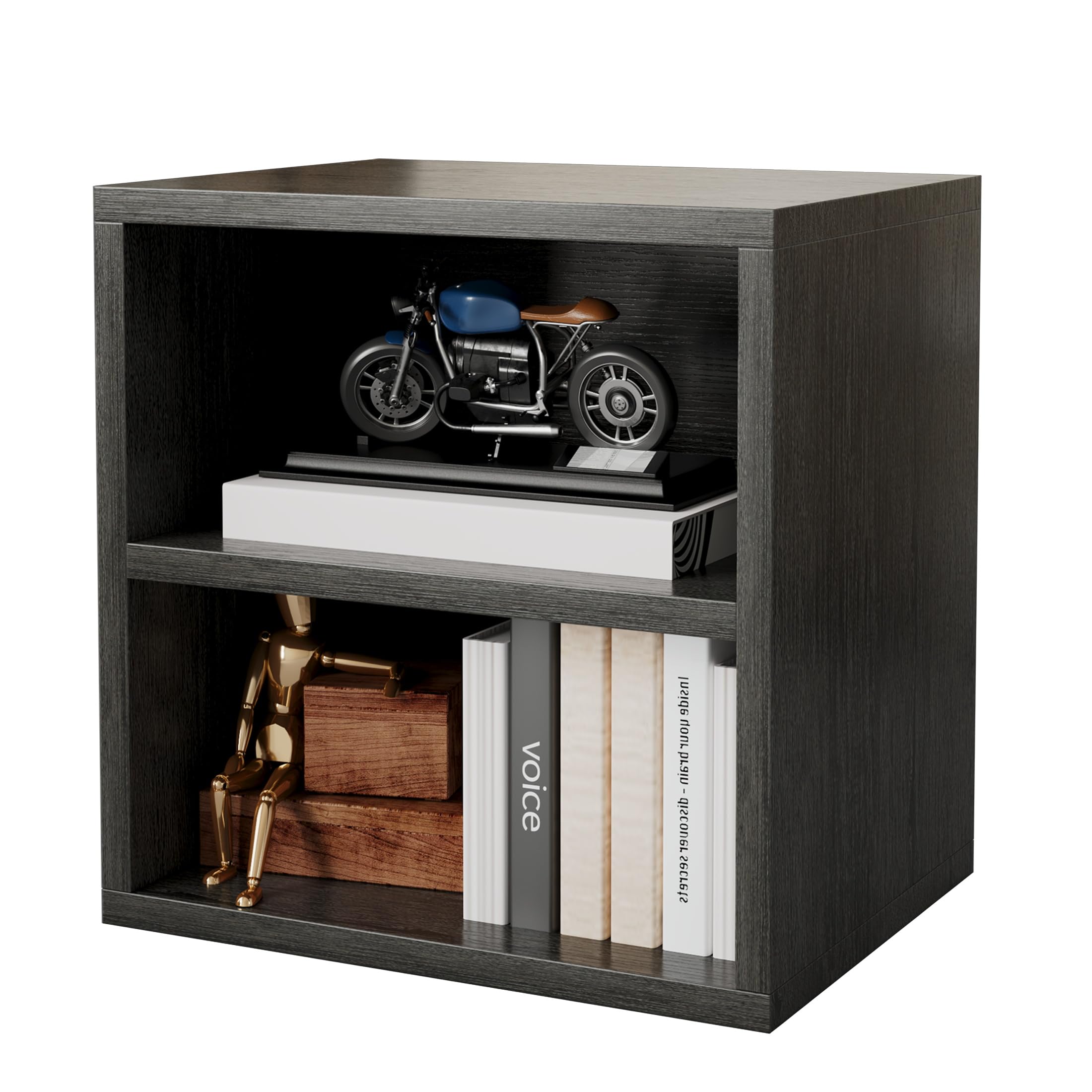 FUSUNBAO Magic DIY Cube Storage Organizer Stackable Cubes for Home Books Clothes Toy-Modular Cubby Storage System-Office Cubical-Bookcase Closet (Antique Brown, Drawer Cube)