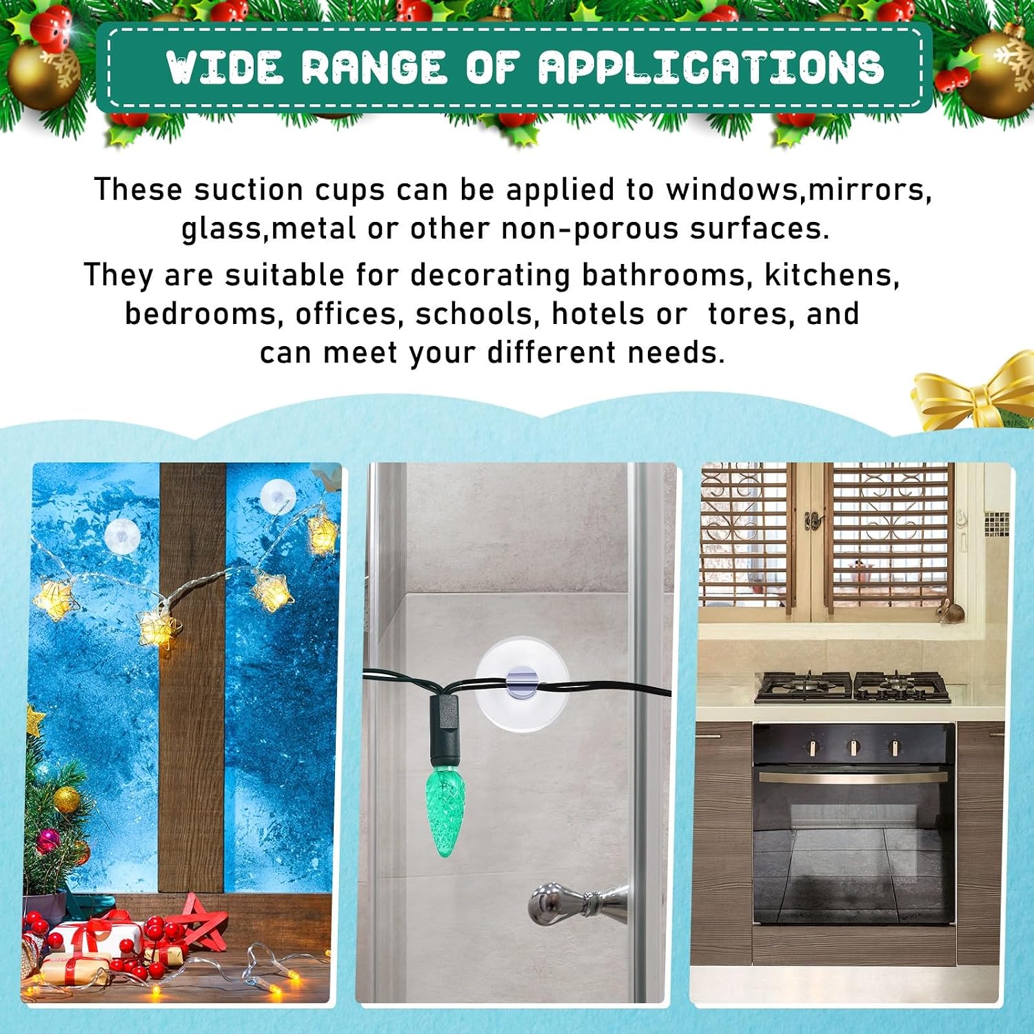 Sieral 400 Pcs Christmas Light Suction Cups String Cups Hook Shower Caddy Connectors Heavy Strength Duty Mini Clear Plastic Transparent Window with Hook