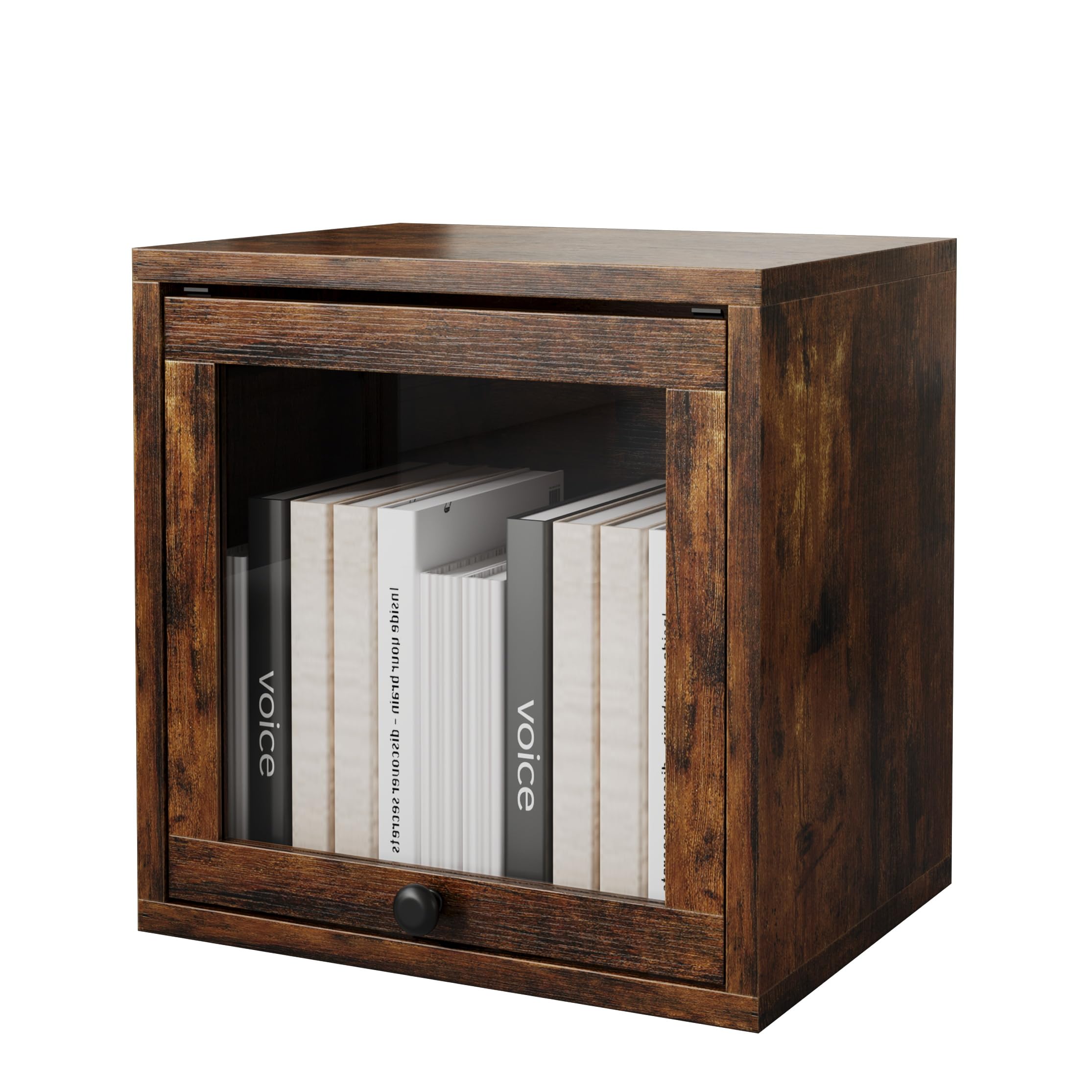FUSUNBAO Magic DIY Cube Storage Organizer Stackable Cubes for Home Books Clothes Toy-Modular Cubby Storage System-Office Cubical-Bookcase Closet (Antique Brown, Drawer Cube)
