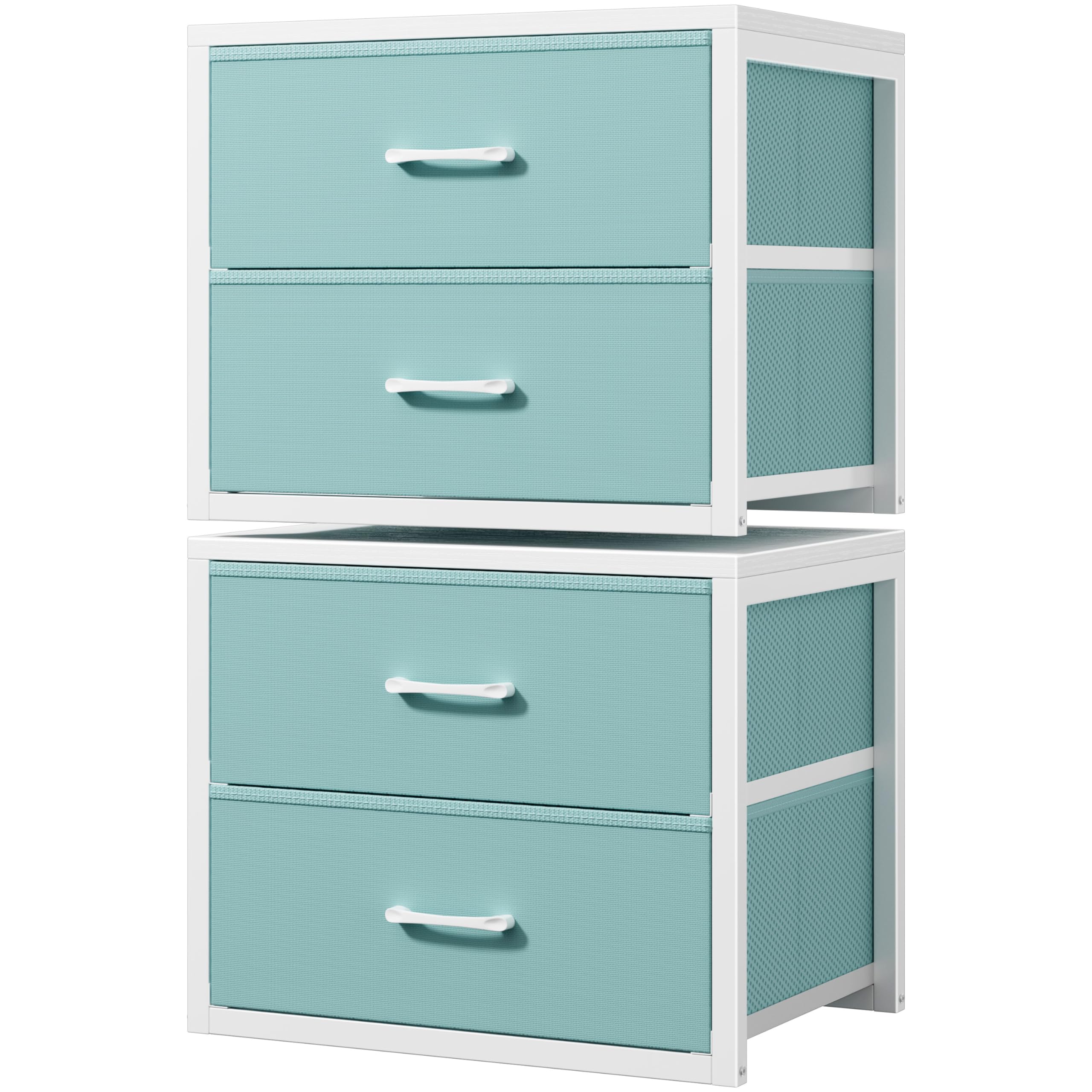 BOLUO Stackable Storage Drawers Closet Organizers and Storage Fabric 2 Drawer Dresser for Bedroom Set of 2 Black Modern
