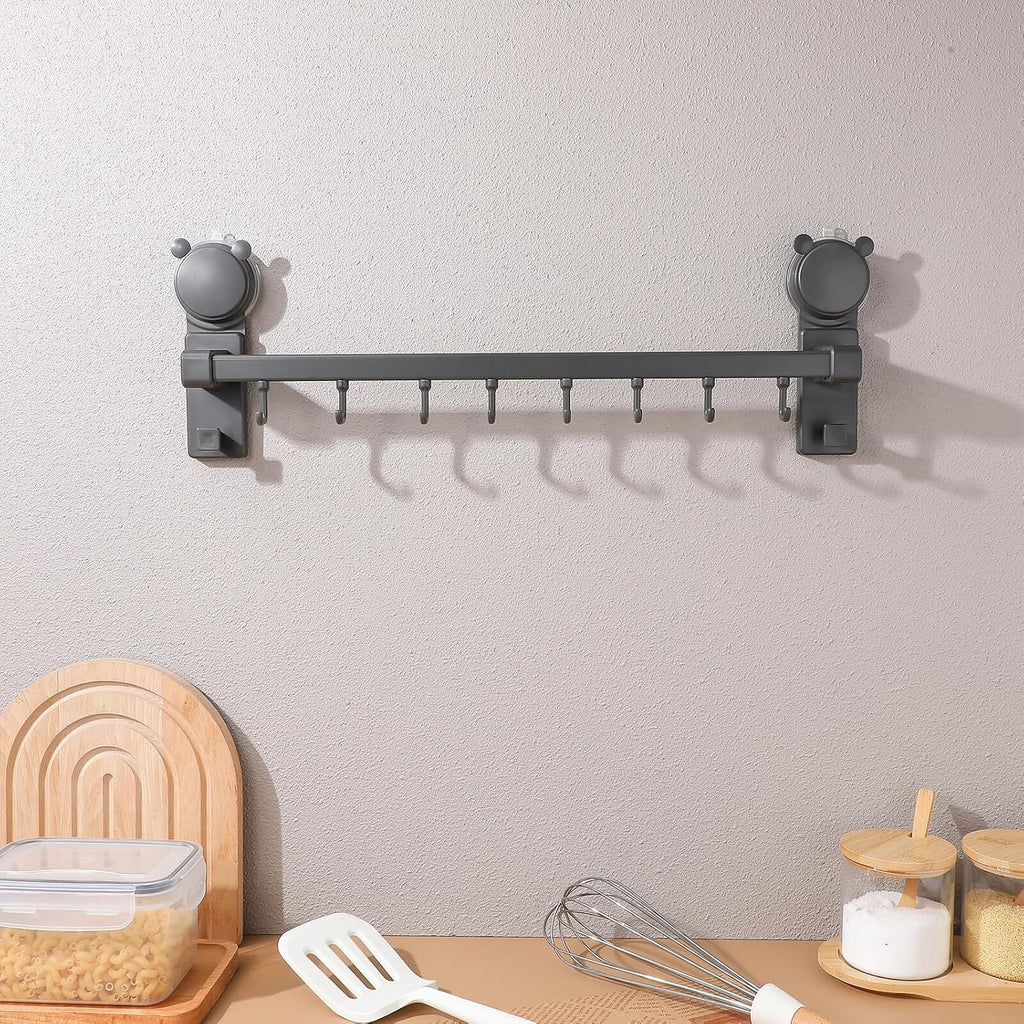 ARTIBETTER Heavy Duty Suction Cup Hooks Rack with 50cm Single Rod, No Drilling Wall Mount Kitchen and Bathroom Suction Hooks for Shower Towels and Household Storage Organizer